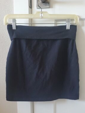Classic Black Fold-Over Waist Mini Skirt